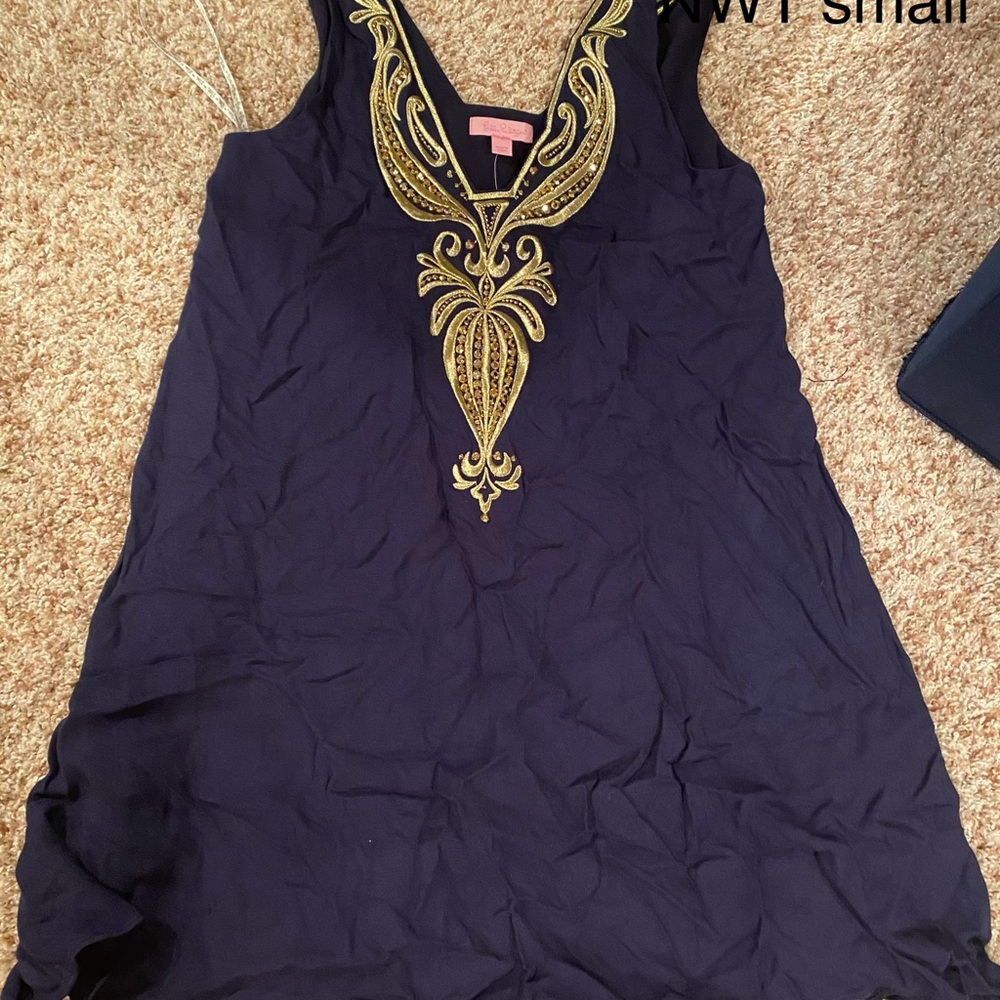Lilly Pulitzer Owen Navy Blue Embroidered Women's dress